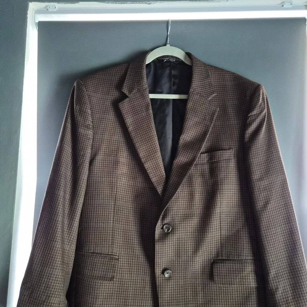 Jos. A. Bank Signature Collection Brown Houndstooth Silk Wool Blazer 42S Mens